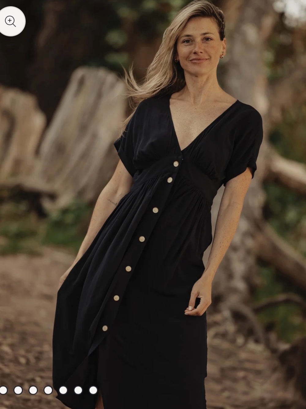 The normal brand Deep V Button Thru Dress in Black
